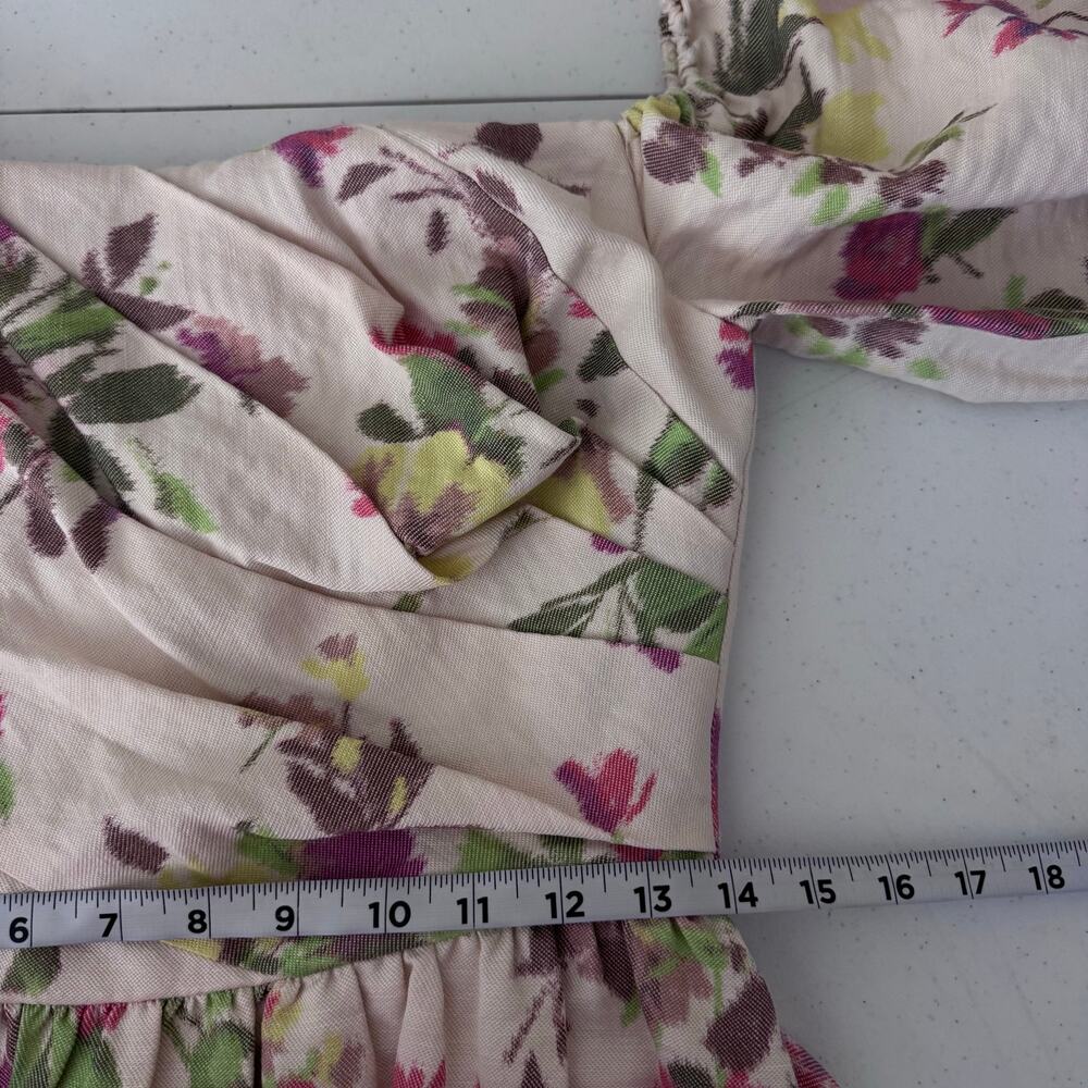 Shoshanna Off-Shoulder Floral Midi Dress -‎ Cream and Pink - Picture 15 of 16